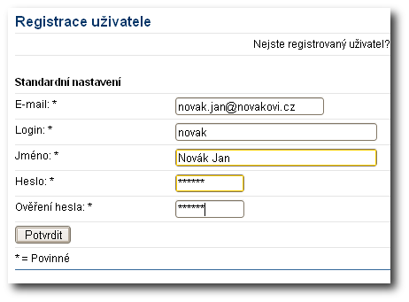 registrace